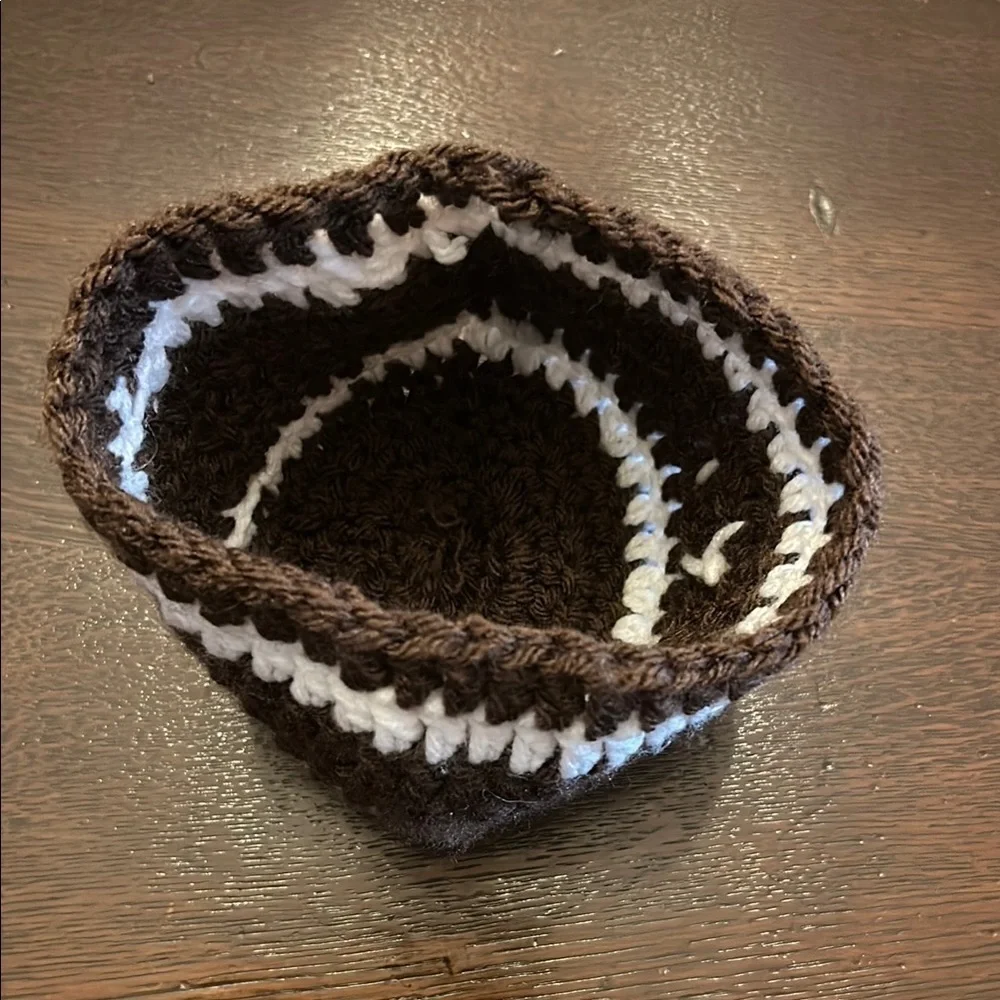 Handmade Knit Newborn Football Beanie Brown